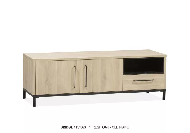 Bridge Tv-meubel lamulux fresh oak/piano incl. verlichting (150 cm)
