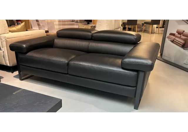 2-zit leder zwart incl. relaxen (220 cm)